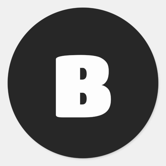 Pegatina Redonda Principio en negrita blanco sobre negro (Anverso)