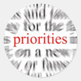 Pegatina Redonda Prioridades