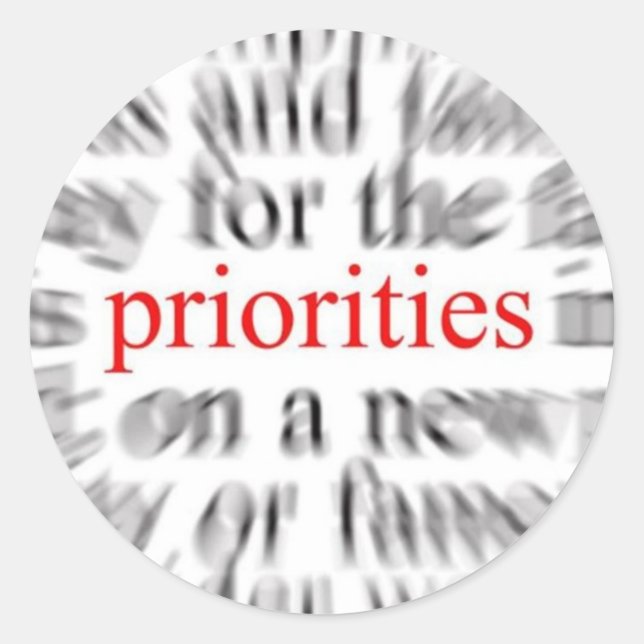 Pegatina Redonda Prioridades (Anverso)