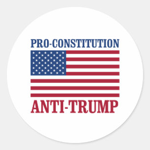 Pegatina Redonda Pro-Constitución Anti-Trump - Anti-Trump -