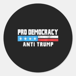 Pegatina Redonda Pro Democracia - Patriótico Anti Trump 4 De Julio