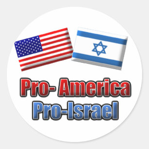 Pegatina Redonda Pro-Estados Unidos/Israel