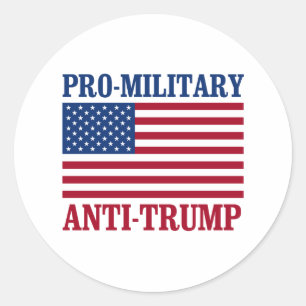 Pegatina Redonda Pro-Militar Anti-Trump - Anti-Trump -