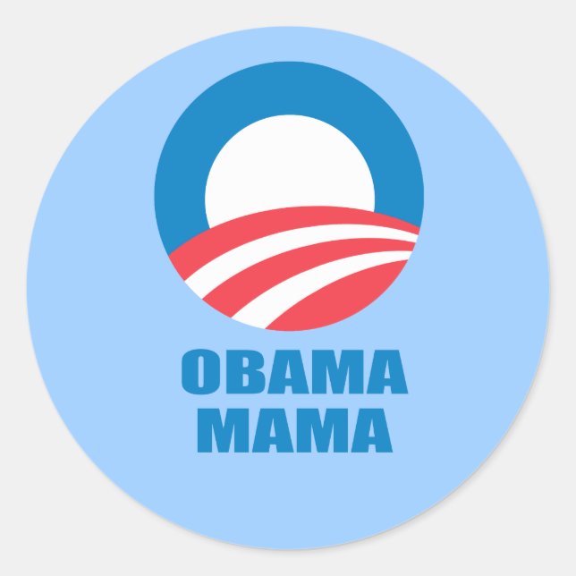Pegatina Redonda Pro-Obama - OBAMA MAMA (Anverso)