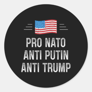 Pegatina Redonda Pro OTAN - Anti Putin - Anti Trump - Estilo Retro