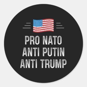 Pegatina Redonda Pro OTAN - Anti Putin - Anti Trump - estilo retro