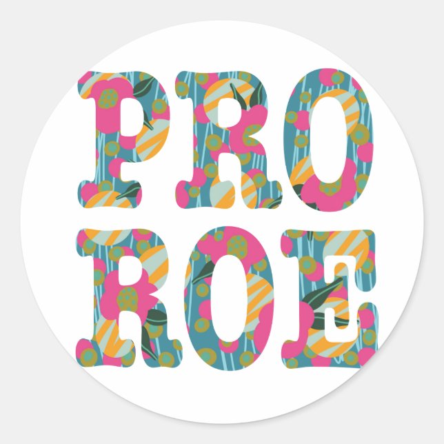 Pegatina Redonda Pro Roe con flor rosa (Anverso)