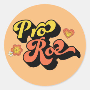 Pegatina Redonda Pro Roe Retro