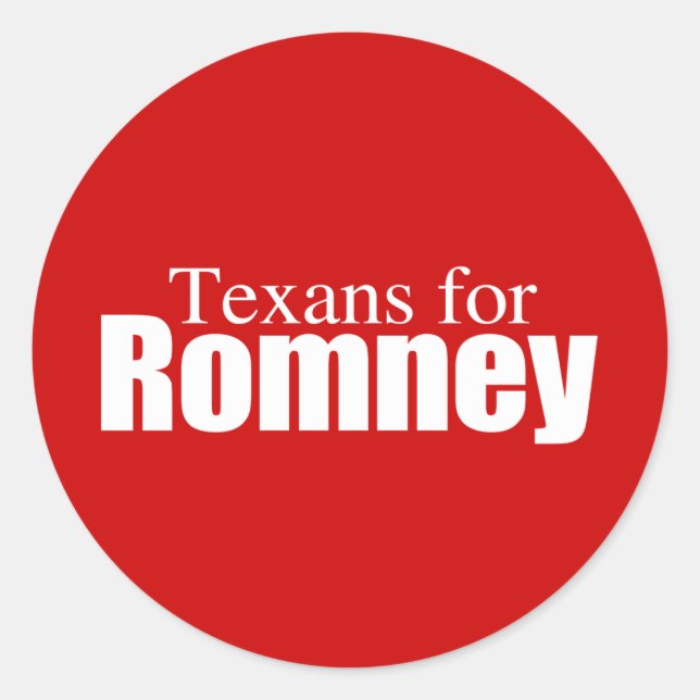 Pegatina Redonda PRO-ROMNEY - TEXANOS PARA ROMNEY — .png (Anverso)
