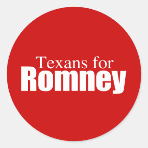 Pegatina Redonda PRO-ROMNEY - TEXANS PARA ROMNEY -- .png