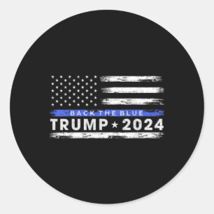 Pegatina Redonda Pro Trump 2024 En La Línea Azul Delgada