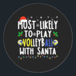 Pegatina Redonda Probablemente Juegue Voleibol Con La Vol De Los Na<br><div class="desc">Probablemente Juegue Voleibol Con El Voleibol De Navidades Santa</div>
