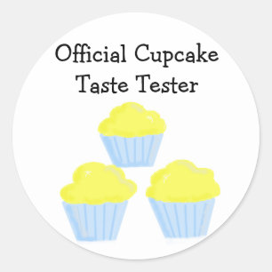 Pegatina Redonda Probador Oficial de Cupcakes