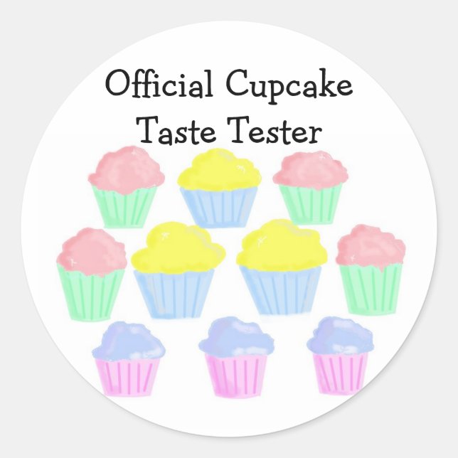 Pegatina Redonda Probador Oficial de Cupcakes (Anverso)