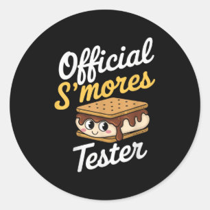 Pegatina Redonda Probador Oficial de Smores Camping Smores Kawaii S