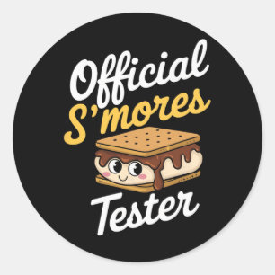 Pegatina Redonda Probador Oficial de S'mores de Camping S'mores Kaw