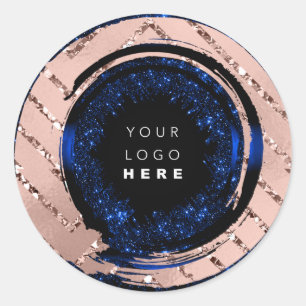Pegatina Redonda Probar el logotipo Rosa del contenedor de ejemplo