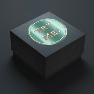 Pegatina Redonda Probar Me Faux Gold Verde azulada Tester Ejemplo C