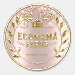Pegatina Redonda Probar mi logotipo Rosa Dris Tester Ejemplo Empaqu