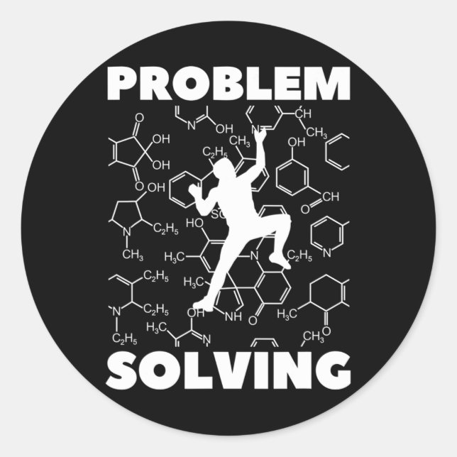 Pegatina Redonda Problem Solving Climber, Rock Climbing Chemistry,  (Anverso)