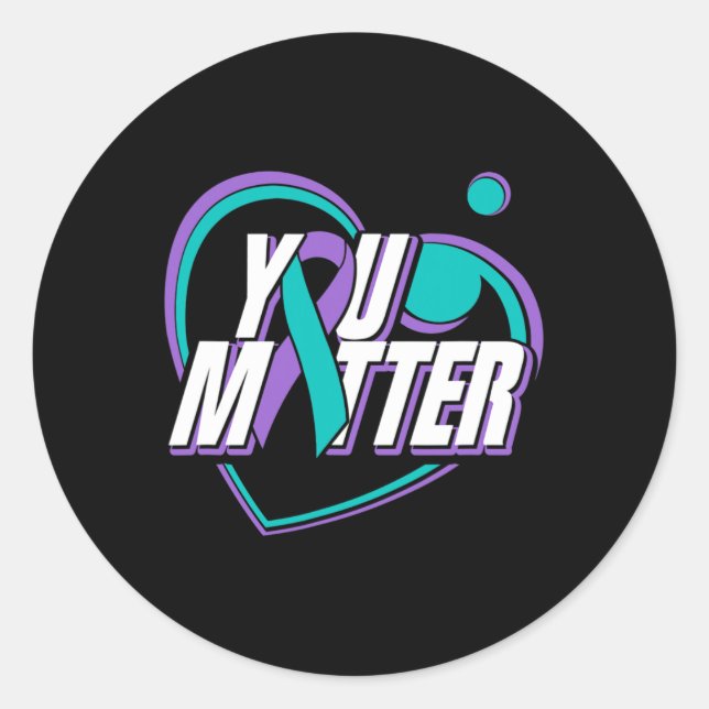 Pegatina Redonda Problema - Conciencia sobre la prevención del suic (Anverso)