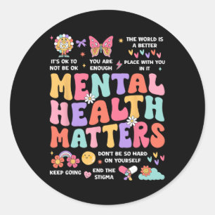 Pegatina Redonda Problema de salud mental Autismo Conciencia Mes Gr
