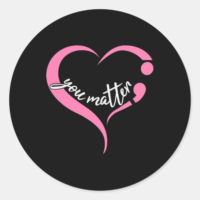 Pegatina Redonda Problema Juvenil Semicolón Salud Mental Y Suicidio (Anverso)