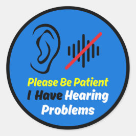 Pegatina Redonda Problemas de audición Diseño azul