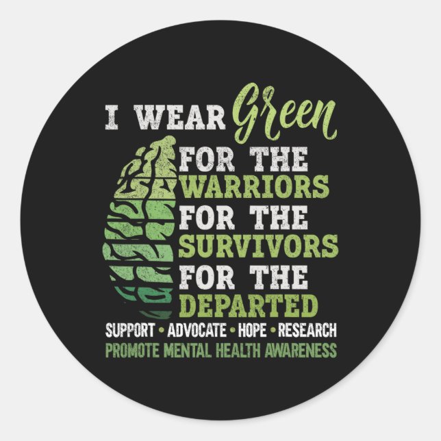 Pegatina Redonda Problemas de Conciencia Sanitaria Apoyo Uso Guerra (Anverso)