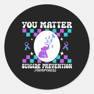 Pegatina Redonda Problemas de prevención del suicidio Mujeres de co