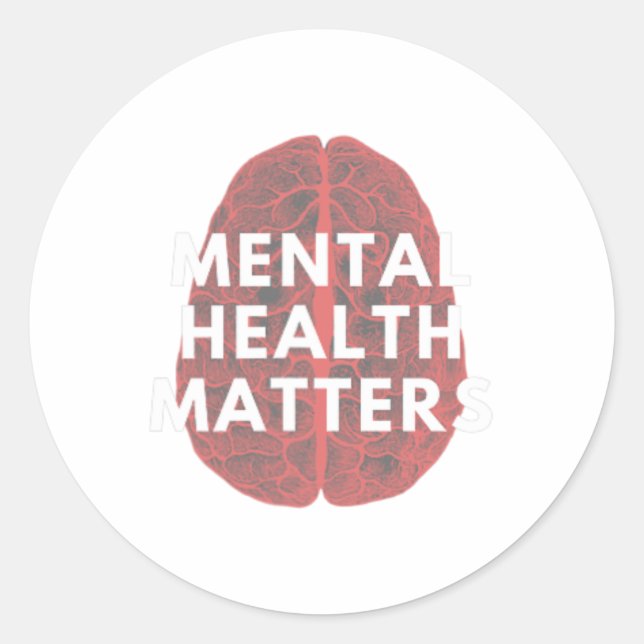 Pegatina Redonda Problemas de Salud Conciencia El Cerebro Humano Po (Anverso)