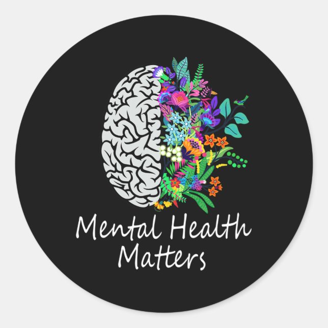 Pegatina Redonda Problemas de salud Enfermedades cerebrales Awaren  (Anverso)