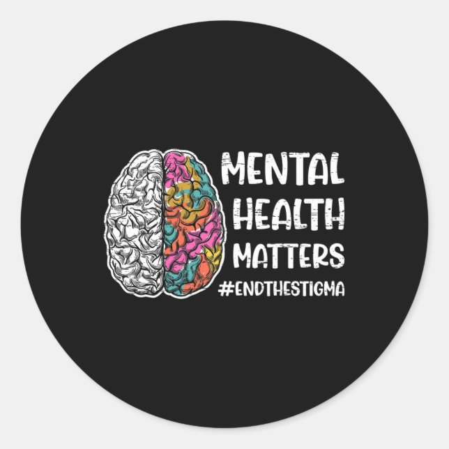 Pegatina Redonda Problemas de salud mental (Anverso)