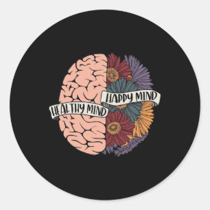 Pegatina Redonda Problemas de salud mental Conciencia del cerebro h