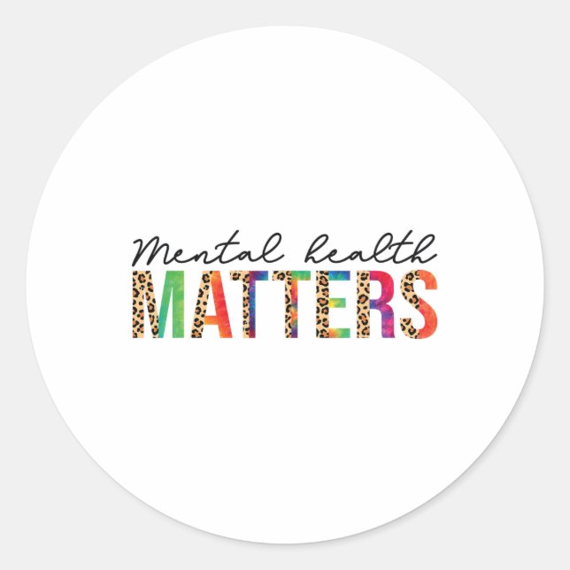 Pegatina Redonda Problemas de salud mental Enfermedad del cerebro h (Anverso)