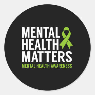 Pegatina Redonda Problemas de salud mental Hombres Mujeres Niños Sa