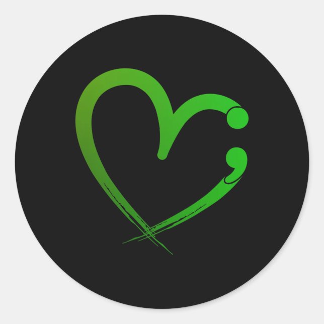 Pegatina Redonda Problemas de salud Semicolón Conciencia cardíaca M (Anverso)