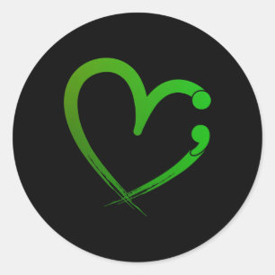Pegatina Redonda Problemas de salud Semicolón Conciencia cardíaca M