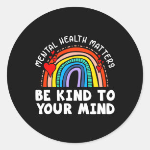 Pegatina Redonda Problemas De Salud - Tenga En Cuenta El Arcoiris