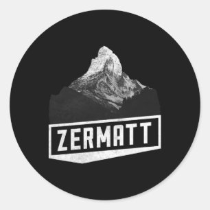Pegatina Redonda Problemhorn Zermatt Suiza Mou de vacaciones de esq
