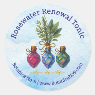 Pegatina Redonda Producto Botánico Herbal Natural Hecho a Mano