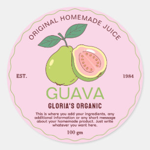 Pegatina Redonda Producto casero de jugo de guayaba de frutas de ép