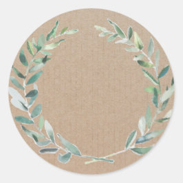 Pegatina Redonda Producto casero Rústico Vintage Wreath Craft Label