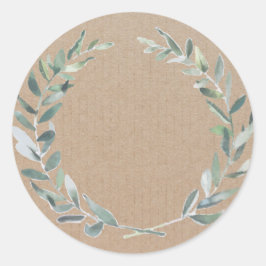 Pegatina Redonda Producto casero Rústico Vintage Wreath Craft Label
