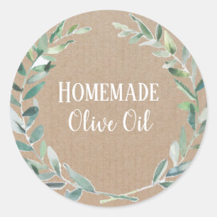 Pegatina Redonda Producto casero Rústico Vintage Wreath Craft Label