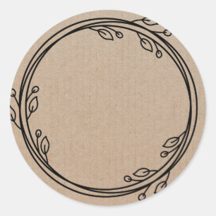 Pegatina Redonda Producto casero Rústico Vintage Wreath Craft Label