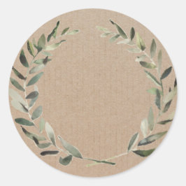 Pegatina Redonda Producto casero Rústico Vintage Wreath Craft Label
