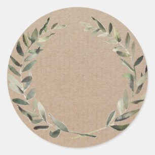 Pegatina Redonda Producto casero Rústico Vintage Wreath Craft Label