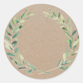 Pegatina Redonda Producto casero Rústico Vintage Wreath Craft Label