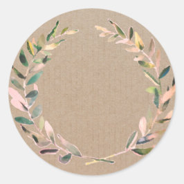 Pegatina Redonda Producto casero Rústico Vintage Wreath Craft Label
